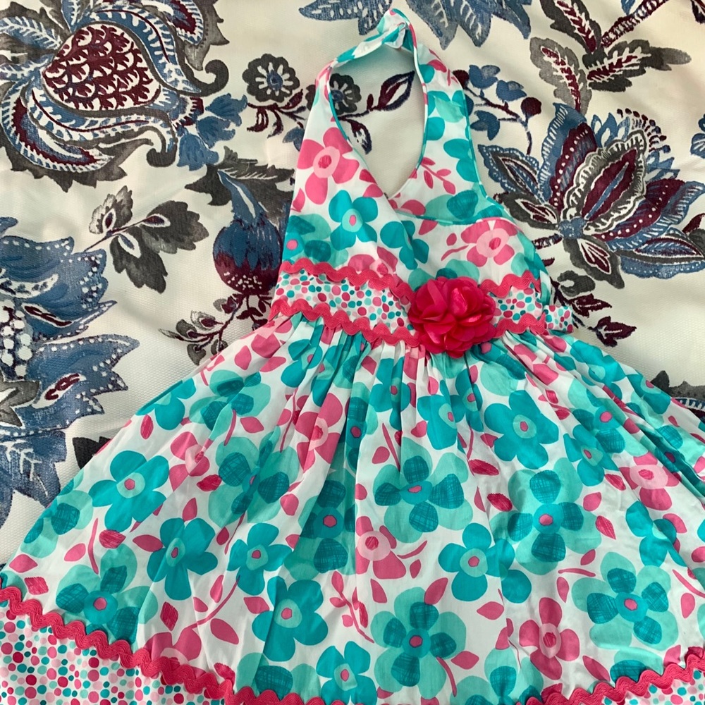 👗👗NWT- Girls Floral Polka Dot Halter Dress - Picture 4 of 7